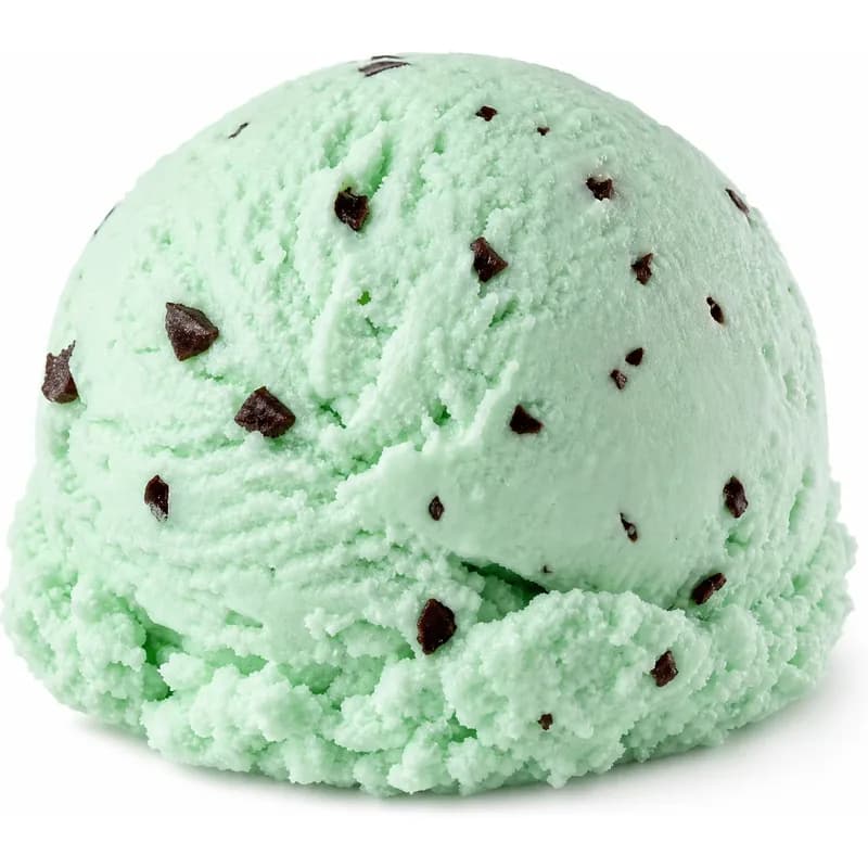 A scoop of Mint Chocolate Chip